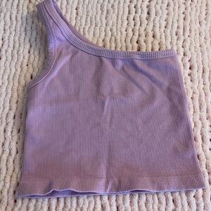 By Together Lavender Ribbed One-Shoulder Tank Top